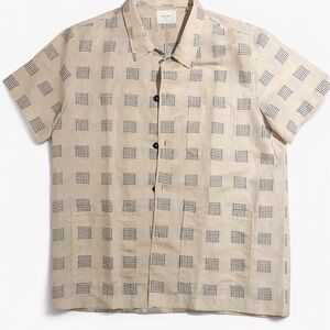 Billy Reid Beige and Black Patterned Casual Shirt